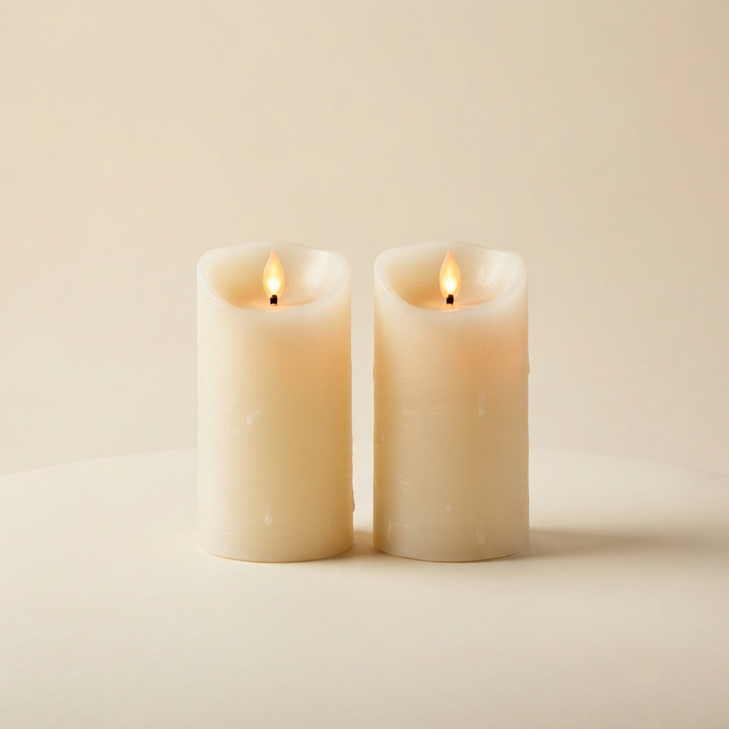 Flicker-Flame LED Pillars (Set of 2)